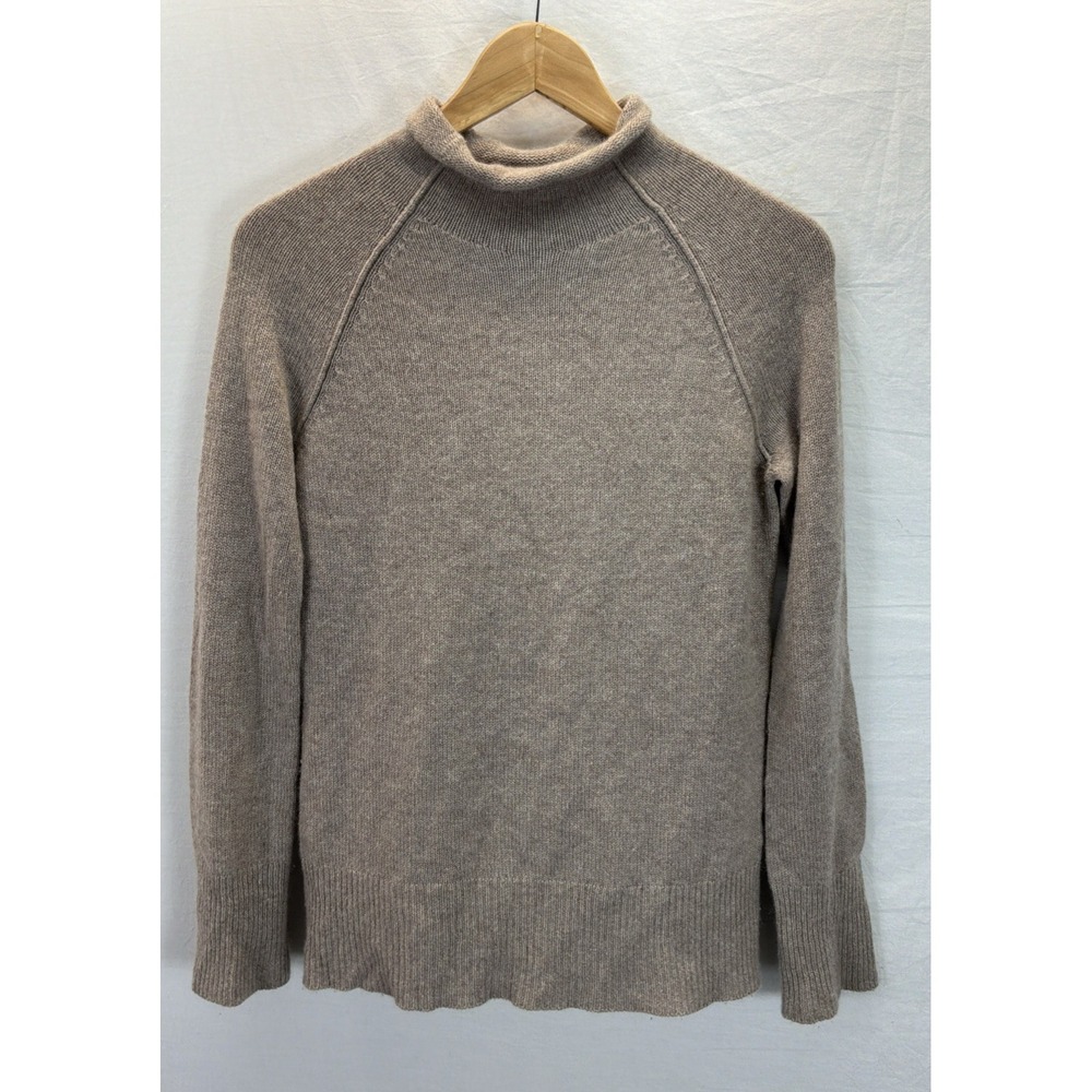 Theory Brown Cashmere Sweater Size P Luxury Mock Roll Neck Minimalist Casual